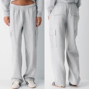 Aritzia TNA Sweatfleece Cozy Fleece Mega Fit Cargo Sweatpants Gray Size Small